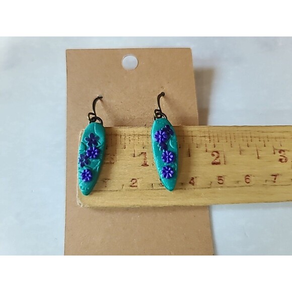 Polymer Clay Floral Dangling Pierced Earrings New - Picture 8 of 10